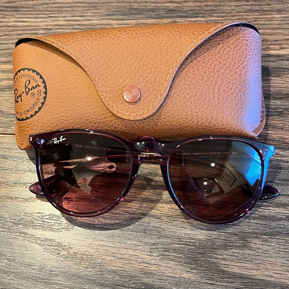 Authentic New Ray Ban Sunglasses- plum frame with plum gradient lens- Erika